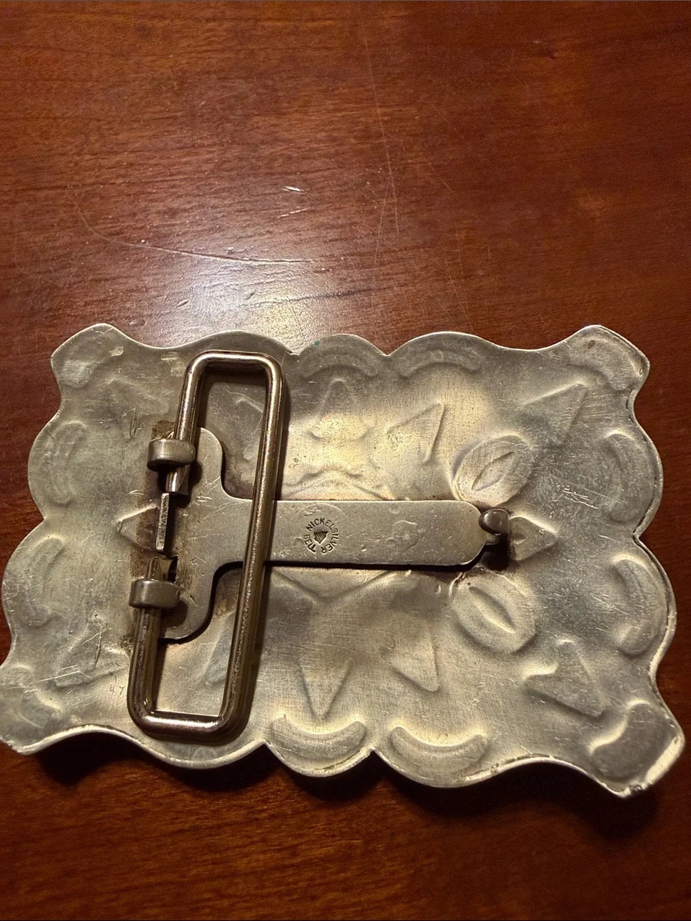 Turquoise Accent Metal Belt Buckle -